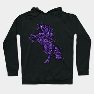 Purple Faux Glitter Magical Rearing Unicorn Hoodie